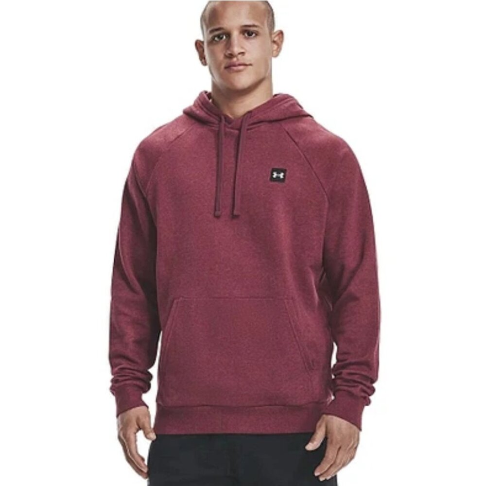 Men's Under Armour Rival Fleece Hoodie Sweatshirt, League Red, Size Small